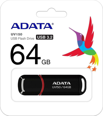 Flash Drive USB 3.0 Adata DashDrive Value UV150 64GB (AUV150-64G-RBK), e zezë