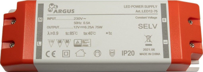 Furnizues energjie LED Inter-Tech Argus LED12-75, 75W, 6250mA, gri