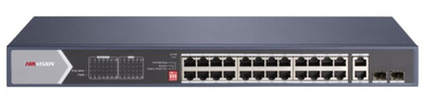 Switch rrjeti Hikvision DS-3E0528HP-E, 24 porta Gigabit PoE, unmanaged, i zi