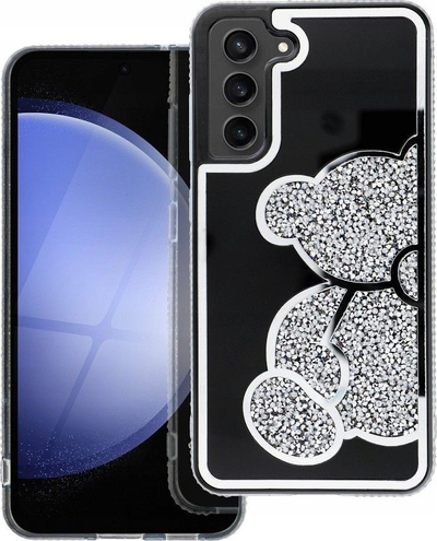 Kallep telefoni Teddy Bear për Samsung A71, me shkëlqim, TPU PU, argjendtë