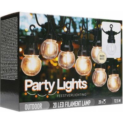 Varg dritash LED Party Lights, 12.5 m, 20 llamba, dritë e ngrohtë