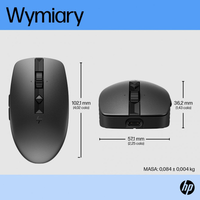 Maus Wireless HP 710 Rechargeable Silent (6E6F2AA), Bluetooth ,5.3/2.4 GHz, i zi