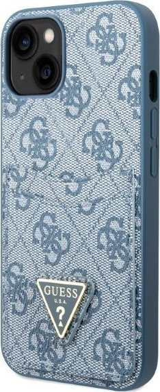 Mbulesë telefoni Guess GUHCP13SP4TPB për iPhone 13 mini 5.4", xhep për kartela, blu