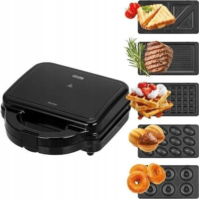 Toster sanduiçësh MPM MOP-54 5 në 1, 750W, i zi