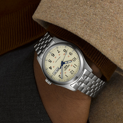 Orë dore për meshkuj Seiko SRPK41K1 Laurel, e argjendtë