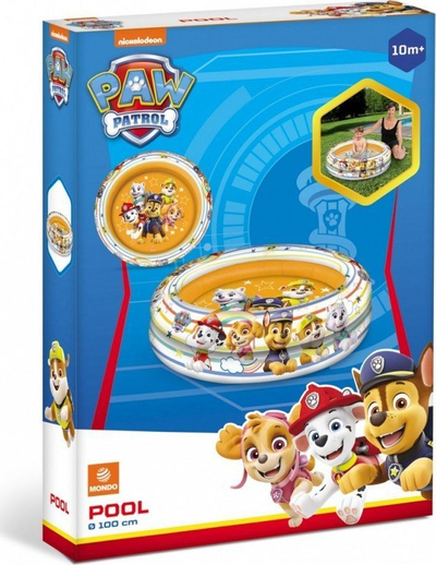 Pishinë me ajër Mondo Paw Patrol, 100 cm, me 2 unaza, shumëngjyrëshe