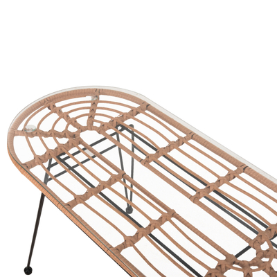 Tavolinë për kafe ovale për ambient të jashtëm Allegra 100×45×51,5 cm (HM5695.11), bezhë/ zezë