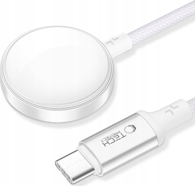 Karikues magnetik Tech-Protect UltraBoost MC02, USB-C, 100cm, i bardhë, për Apple Watch
