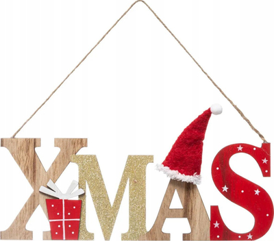 Ornament varëse Atmosphera XMAS, MDF, 30cm, i kuq edhe natyral