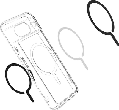 Futrollë Spigen Ultra Hybrid OneTap Metal Ring MagSafe për Google Pixel 8, transparente, MagSafe, e zezë