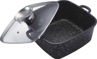 Tigan katror për pjekje Brunbeste 6.5L, veshje graniti, për induksion, i zi me pika