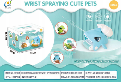 Pistoletë me ujë LeQI Wrist Spraying, lodër për kyçin e dorës 18m+, me formë peshkaqeni, blu