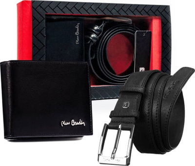 Set dhurate Pierre Cardin, portofol dhe rrip lekure, RFID, i zi