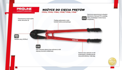 Gërshërë prerëse bulonash Proline 900mm, kapacitet prerjeje 16mm, çelik CrMo