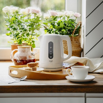 Ibrik elektrik Adler AD 1380w, 1.0L, plastik, i bardhë