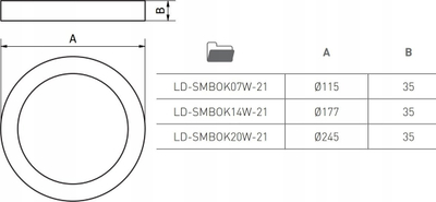 Spot LED GTV SAMBA LD-SMBOK07W-21, 7W, 500lm, 4000K, IP40, i bardhë