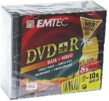 Disk DVD+R Emtec ECOVPR471016SL, 4.7GB, 16x, paketim 10 copë
