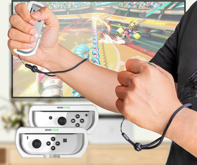 Aksesorë për Nintendo Switch JYS, 2 timona me grip 2 në 1, të bardhë