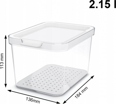 Organizues frigoriferi Rotho Cauma, 1.2L, plastikë transparente, i bardhë