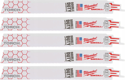 Tehe sharre reciproke Milwaukee The Torch, 9", bi-metal, 14 TPI, set me 5 copë, ngjyrë e bardhë