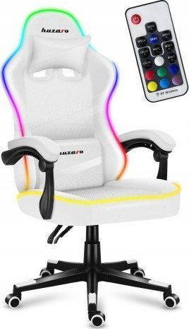 Karrige gaming Huzaro Force 4.4 RGB, ergonomike, me drita LED, e bardhë