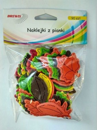 Ngjitëse shkumëze Brewis Foam Stickers Leaves, me forma gjethe, set me 90 copë, shumëngjyrëshe