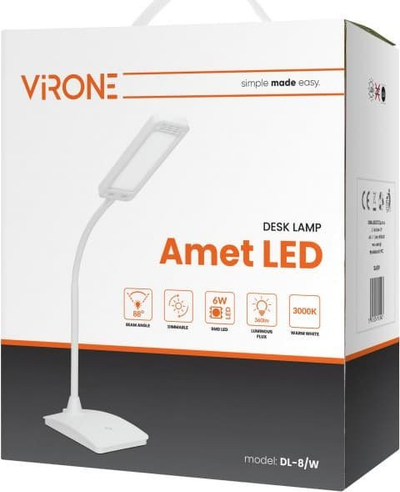 Lampë tavoline Orno DL-8/W, LED, me zbehje, e bardhë