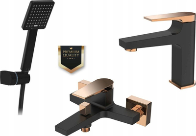 Bateri murale për vaskë Invena MIDNIGHT, bronz, me përzierës, e zezë mat me rose gold