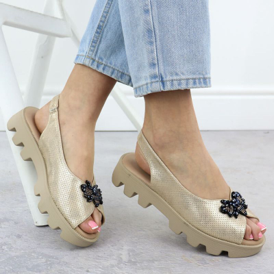Sandale për femra JBUT Potocki Little Sandals, eco leather, bezhë