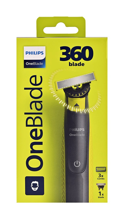 Trimer elektrik Philips OneBlade 360 QP2724/23 Face, për fytyrë, karikim USB, gri e gjelbër