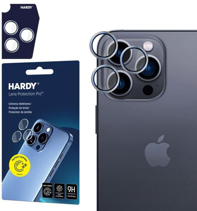 Mаска од калено стакло за леќи 3MK Hardy Lens Protection Pro, за iPhone 16 Pro и 16 Pro Max, сребрено титан