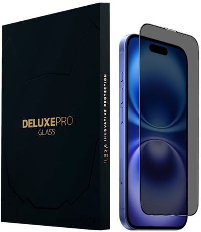 Mbrojtës ekrani iLera DeLuxe Incognito, për iPhone 16 Plus 15 Plus, xham privatësie, transparent