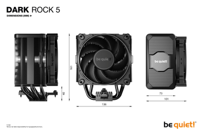 Ftohës CPU Be Quiet Dark Rock 5, 120mm, 2100 RPM, i zi