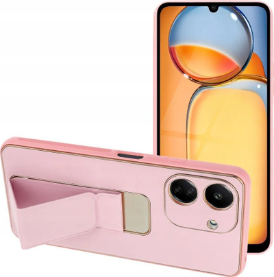 Futera telefoni Kickstand për Xiaomi Redmi 13C / POCO C65, lëkurë sintetike, me mbajtëse, rozë