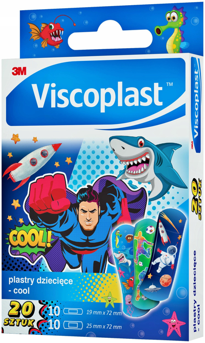Flasterë për fëmijë Viscoplast Cool, set 20 copë, të ajrosshëm, shumëngjyrësh