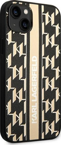 Kapak telefoni Karl Lagerfeld Monogram Stripe për iPhone 14 Plus 6.7", hardcase, kafe