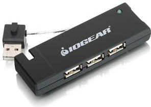 USB разводник IOGEAR 4 порти, USB 2.0, компактен, црн