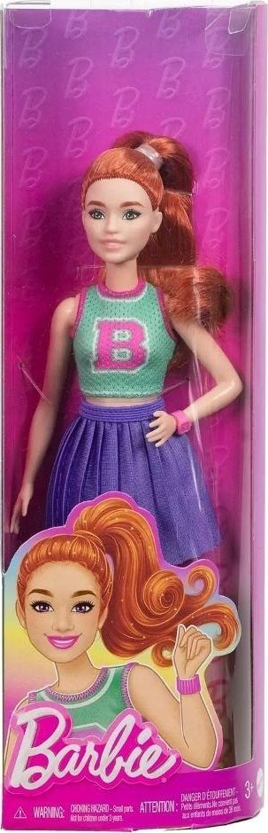 Kukull Barbie Fashionistas me fund sportiv, shumëngjyrëshe