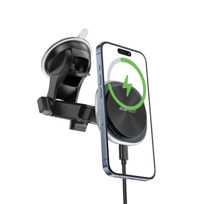 Mbajtës makine Acefast D42, magnetik, karikim wireless 15W, i zi