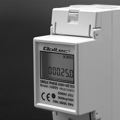 Matës energjie Qoltec Single phase electronic meter, 230V, LCD, për shina DIN
