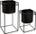 Set vazo dekorative Atmosphera Flower Pots On Stand, metal, set 2 copë, të zeza