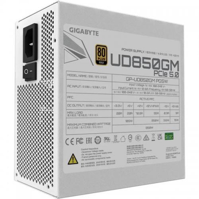 Furnizues energjie Gigabyte UD850GM PG5W, 850W, 80 Plus Gold, i bardhë