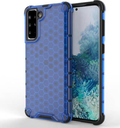 Maskë Honeycomb për Samsung Galaxy S22+, mbrojtëse hibride antishok, blu