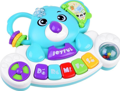 Piano interaktive lodër Koala Blue, efekte zanore, drita LED, blu
