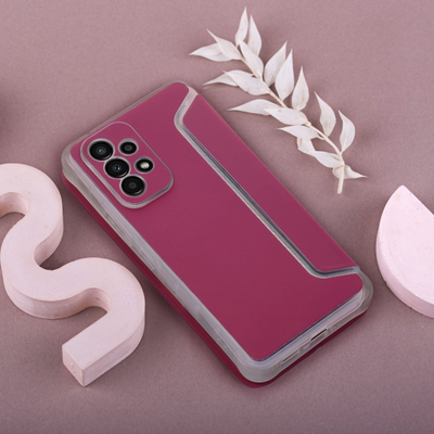 Futrollë piano book për Samsung Galaxy A22 5G, PU & TPU, me kapak, ngjyrë magenta