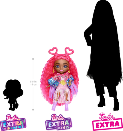 Kukull Barbie Extra Fly Minis Travel, 14 cm, set me gërneta, shumëngjyrëshe