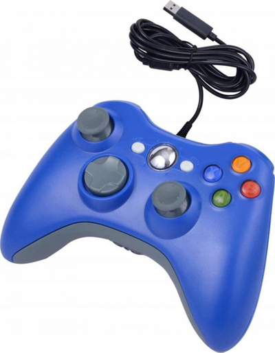 Gamepad Aptel KX13B, me kabëll USB, për Xbox 360 dhe PC, blu