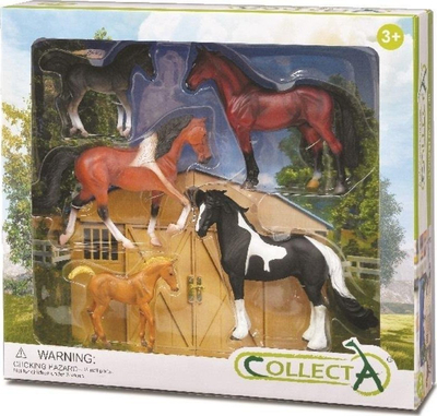 Set figurina Collecta Set of 5 Horses, 5 figurina kuajsh, shumëngjyrëshe
