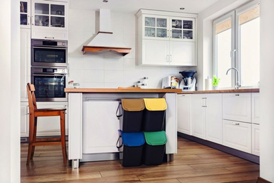 Kosh plehrash kuzhine BINI 25L, modular, kapak i verdhë, trup gri