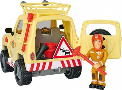 Set lodrash Simba Fireman Sam Rescue Jeep Sam Figure, makinë shpëtimi me drita dhe tinguj, figurë zjarrfikësi